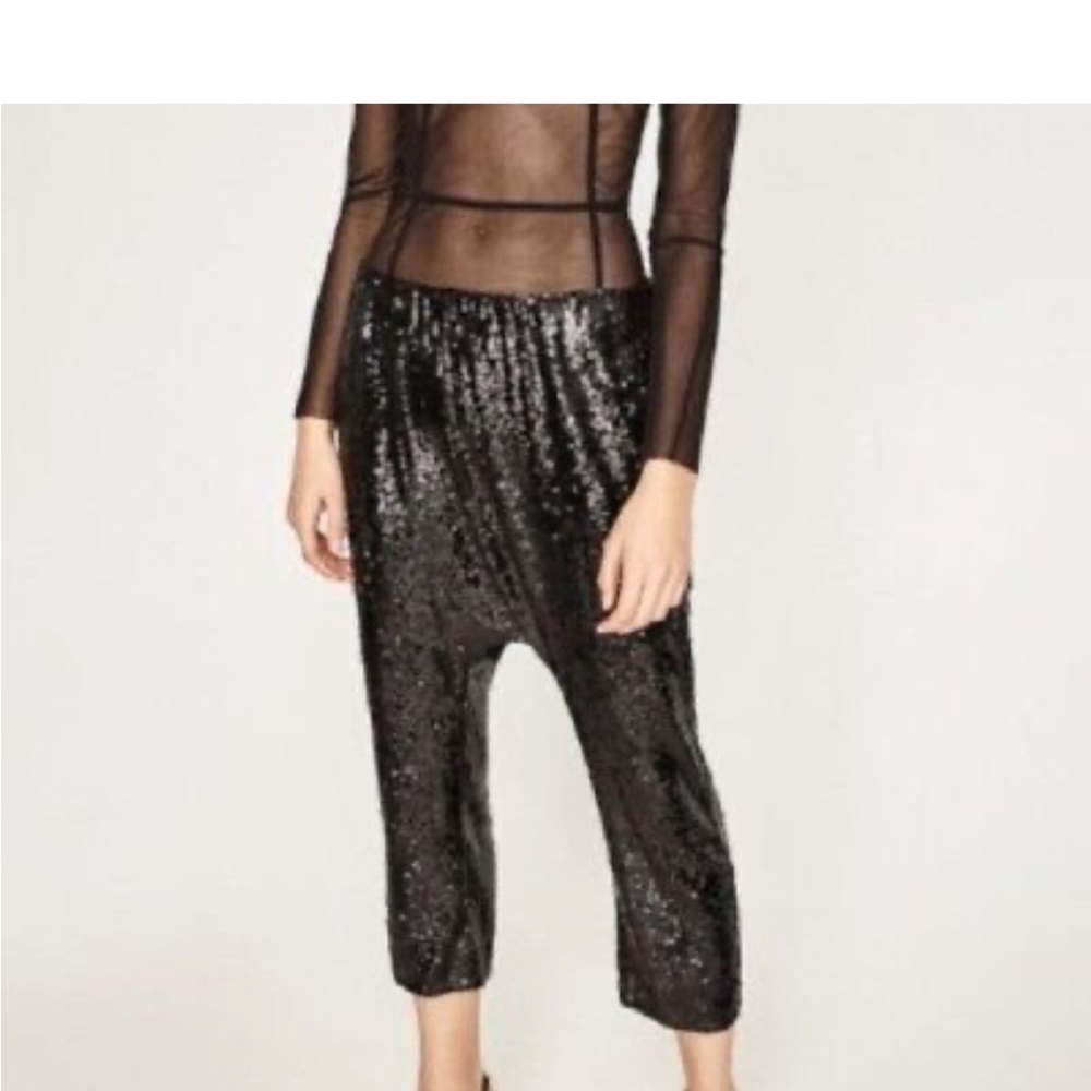 Zara Sequin HAREM Pants size M NWT